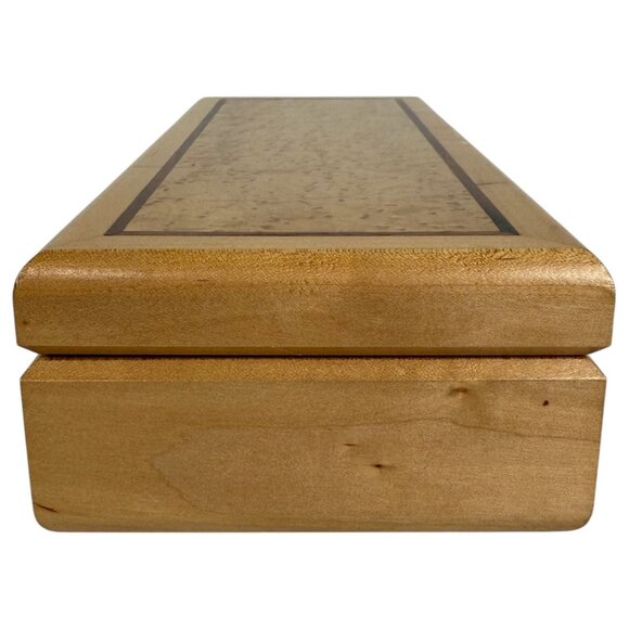 Hand Made Rectangle Wooden Jewelry Box Velvet Lining Hinged Lid Birdseye Maple - Picture 5 of 9